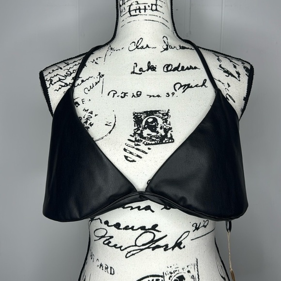 NWT Skims Faux Leather Triangle Tie Neck Size Bralette Size 4X - Picture 4 of 14